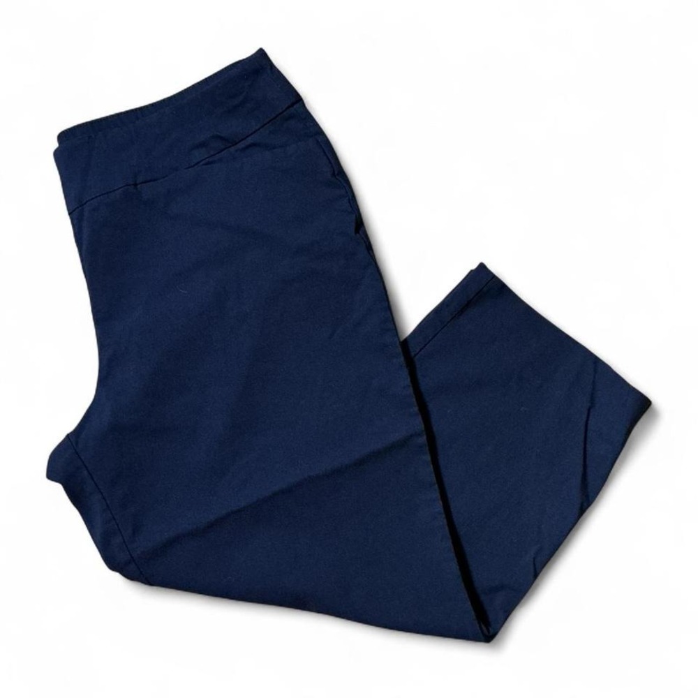 Susan Graver‎ Navy Blue Cropped Pants Elastic Waist Women's Size 14